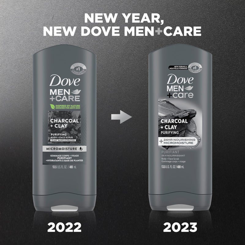 Dove Men+Care غسول الجسم والوجه للرجال دوف مين + كير بالفحم النقي والطين مع تقنية الترطيب الميكروي المغذية لمدة 24 ساعة، 13.5 أونصة - Image 4