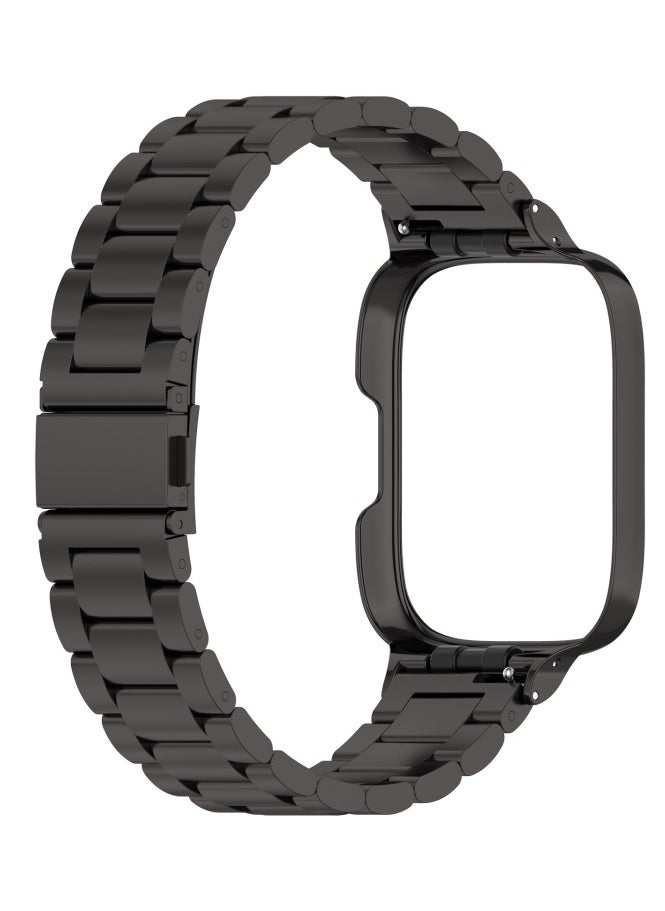 Generic - Three-bead Metal Watch Band with Watch Frame For Redmi Watch 3 2 in 1 (Black) - Image 1