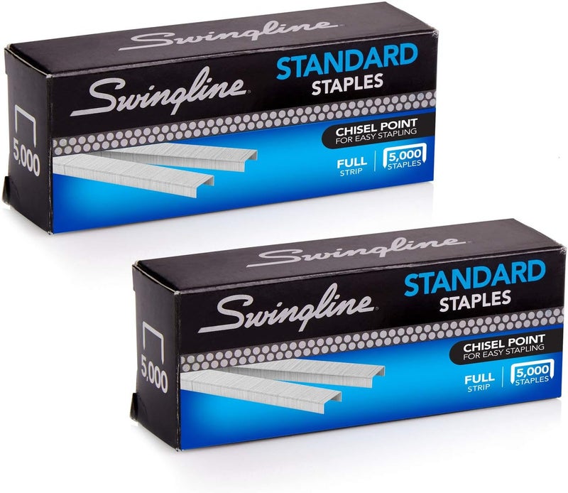 Swingline Staples, Standard, 1/4" Length, 210/Strip, 5000/Box, 2 Pack (35107) - Image 1