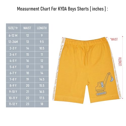 KYDA KIDS® Boys 100% Pure Cotton Printed Regular Fit Knee Length Shorts | Soft Breathable Casual Summer Wear | Comfortable Everyday Shorts for Boys (Pack of 5) - Image 5