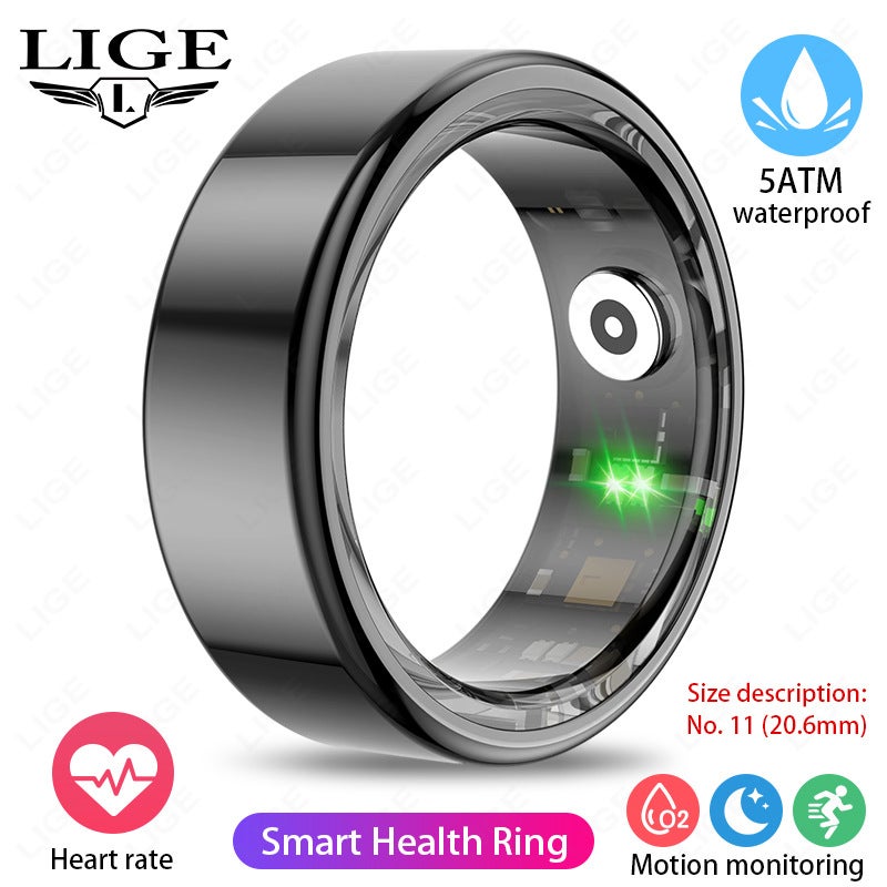 Lige/New R02 Smart Ring Pressure Blood Oxygen Sleep Monitoring Waterproof Step Meter Various Sports Ring - Image 1