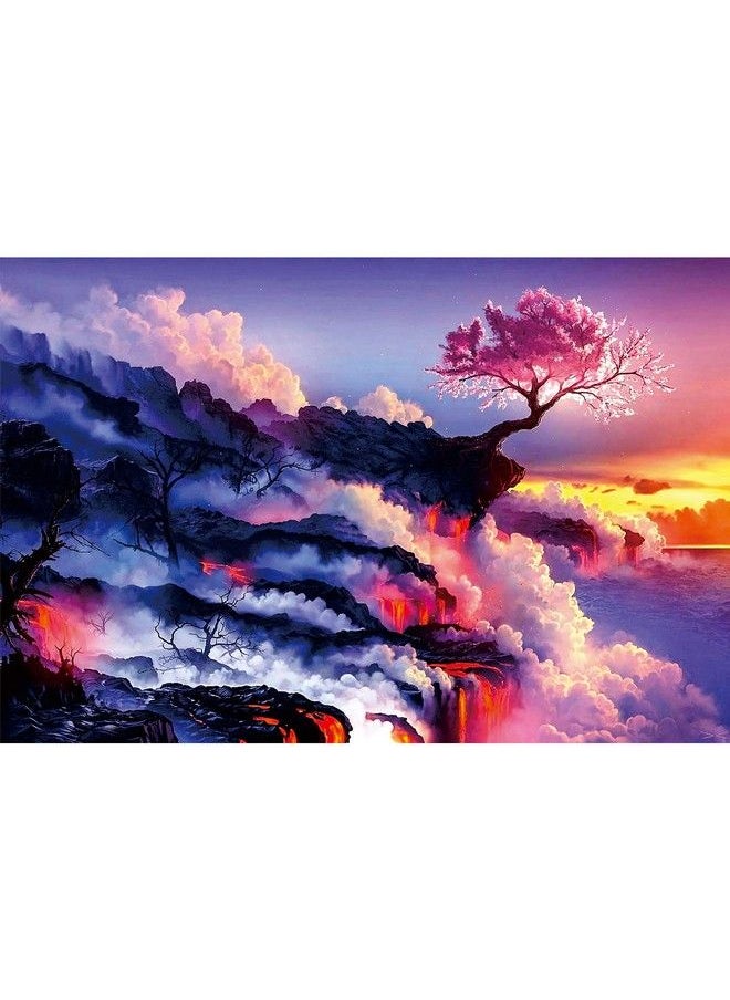 Ingooood - Jigsaw Puzzle 1000 Pieces For Adult Fantasy Series Cherry Blossom On Lava_Ig 1266 Entertainment Wooden Puzzles Toys - Image 1