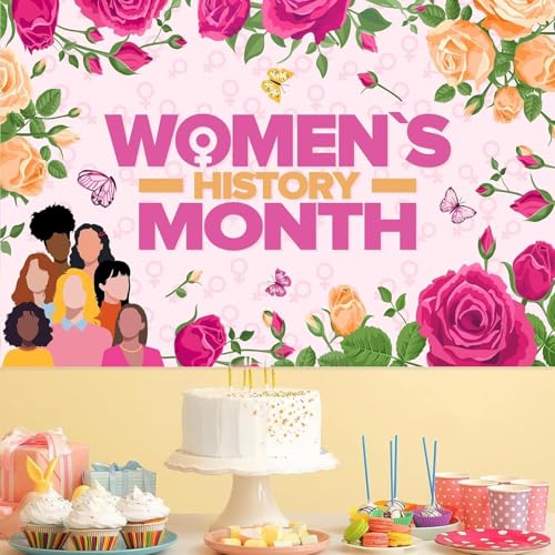 SZTZPW Womens History Month Decorations Backdrop Banner, 5×3Ft Large Size International Womens Day Decorations for Photography Celebrate Female Liberation Wall Background - Image 4