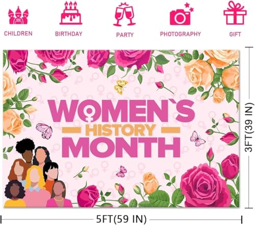 SZTZPW Womens History Month Decorations Backdrop Banner, 5×3Ft Large Size International Womens Day Decorations for Photography Celebrate Female Liberation Wall Background - Image 2