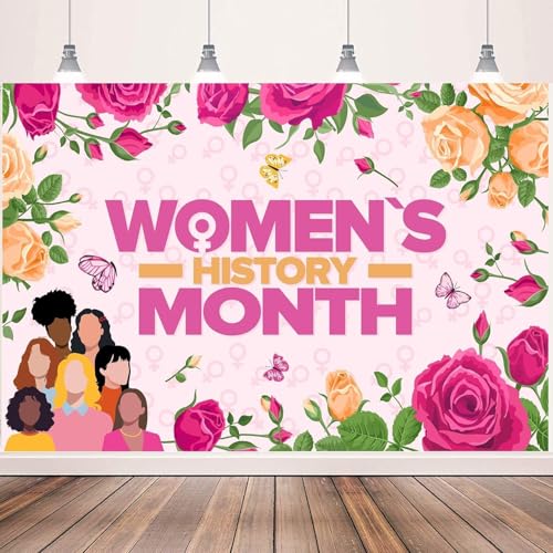 SZTZPW Womens History Month Decorations Backdrop Banner, 5×3Ft Large Size International Womens Day Decorations for Photography Celebrate Female Liberation Wall Background - Image 1