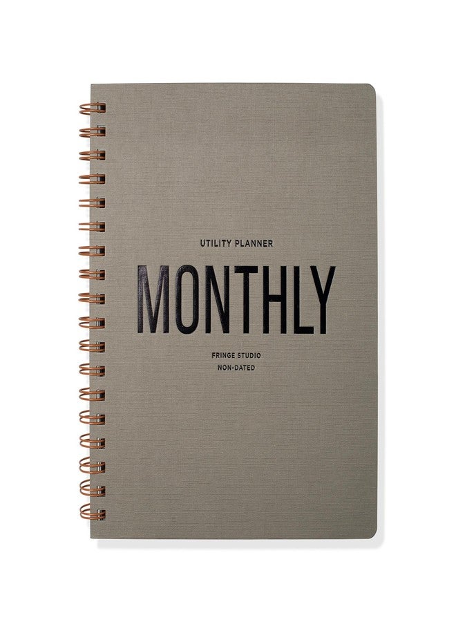 Fringe Studio Paper Cover Non-Dated Monthly Planner with Pocket and Tab Dividers, "UTILITY MONTHLY", Approx. 8"w x 9.5"h, 160 Pg, Utility Collection (879PA003FSC) - Image 1