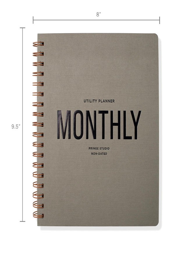 Fringe Studio Paper Cover Non-Dated Monthly Planner with Pocket and Tab Dividers, "UTILITY MONTHLY", Approx. 8"w x 9.5"h, 160 Pg, Utility Collection (879PA003FSC) - Image 2
