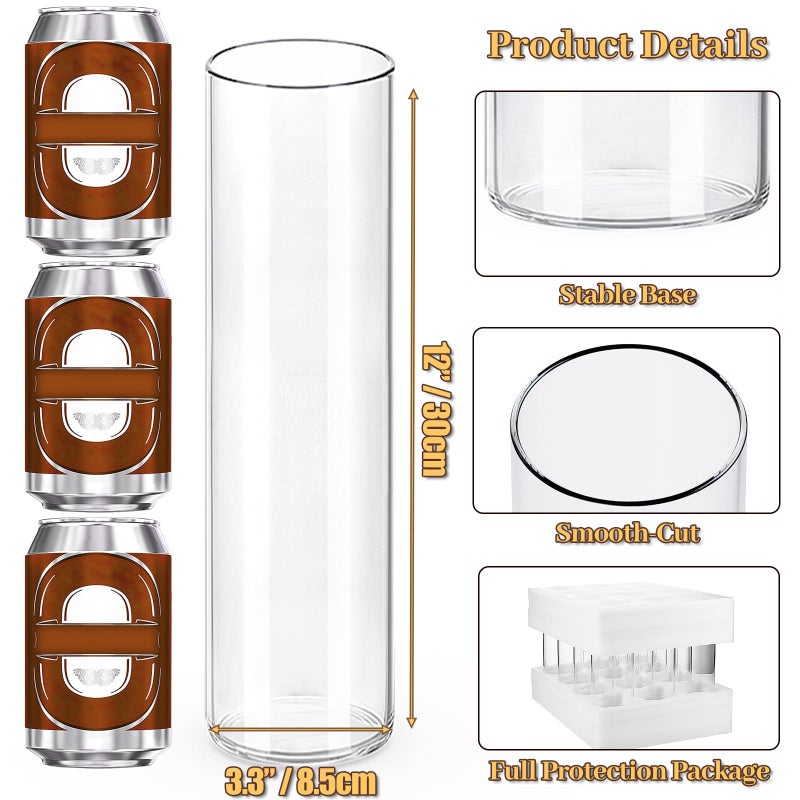 TBWIND 12Pcs Glass Cylinder Vases 12 Inch Tall Clear Flower Vases for Centerpieces Wedding Decoration, Hurricane Floating Candle Holder for Party Table Home Decor - Image 3
