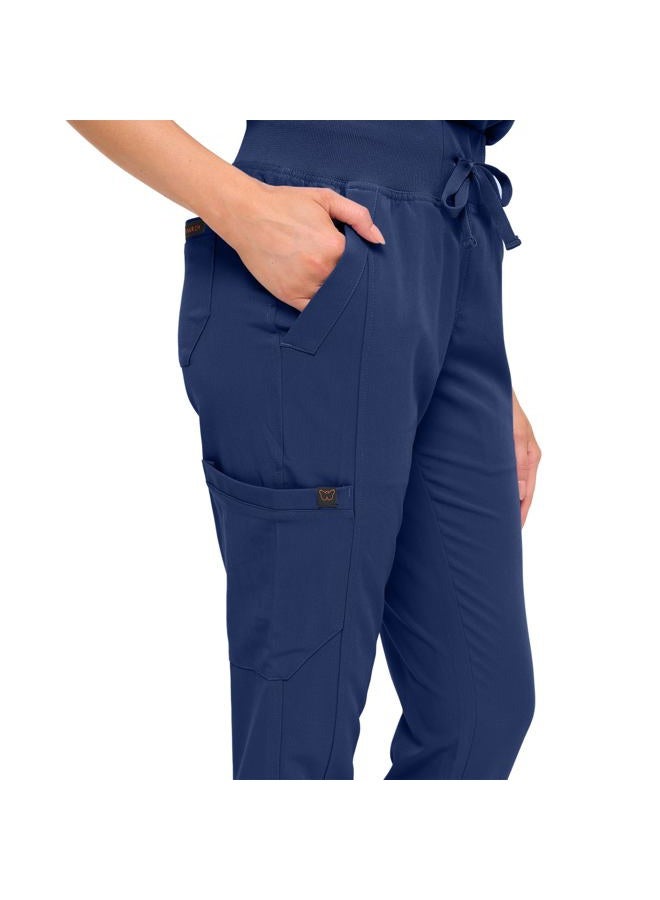 MONARCH UNIFORMS طقم سكراب للنساء مع قميص سكراب كبير الحجم مع ياقة ماندارين. طقم سكراب مريح للغاية للنساء، أزرق داكن، M - Image 5