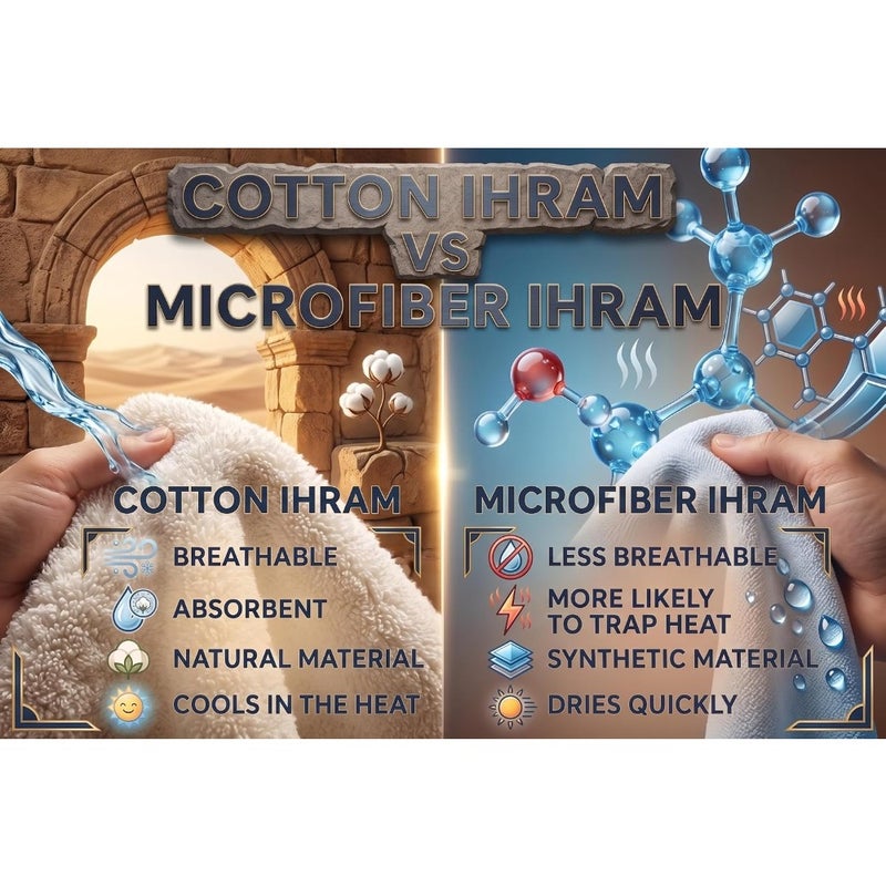 Ihram for Men - For Hajj and Umrah 2 PCS Hygienic Natural 100 Cotton Towels 110 x 220 cm Lightweight Soft Absorbent - Image 3