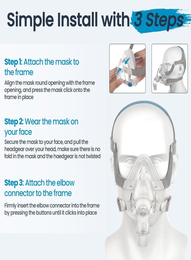 Everness عبوتان من وسائد قناع CPAP للوجه بالكامل (مقاس كبير) لأجهزة ResMed Airfit F20 و Airtouch F20، مصنوعة من إسفنج ميموري فوم ثلاثي الأبعاد مبتكر مع بطانة داخلية من قماش رمادي ناعم - مميزات: ملاءمة ناعمة وإحكام مانع للتسرب لقناع F20 كبير الحجم - Image 4