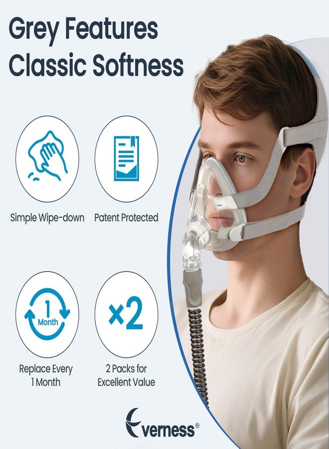 Everness عبوتان من وسائد قناع CPAP للوجه بالكامل (مقاس كبير) لأجهزة ResMed Airfit F20 و Airtouch F20، مصنوعة من إسفنج ميموري فوم ثلاثي الأبعاد مبتكر مع بطانة داخلية من قماش رمادي ناعم - مميزات: ملاءمة ناعمة وإحكام مانع للتسرب لقناع F20 كبير الحجم - Image 5