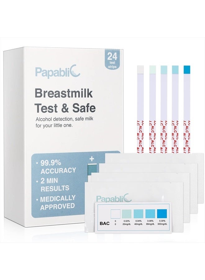 Papablic 24-Count of Papablic Breastmilk Alcohol Test Strips, 2-min Quick & Accurate Detection for Alcohol in Breastmilk, Test Strips for Breastfeeding Moms at Home - Image 1