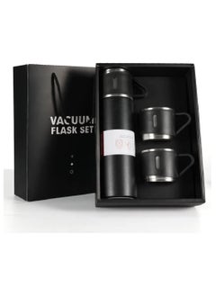 Arabest Thermos Bottle with 2 Extra Cups, 500ml Vacuum Flask Set, Stainless Steel, Leak proof, Travel Bottles for Hot and Cold drinks (Black)  - Image 1