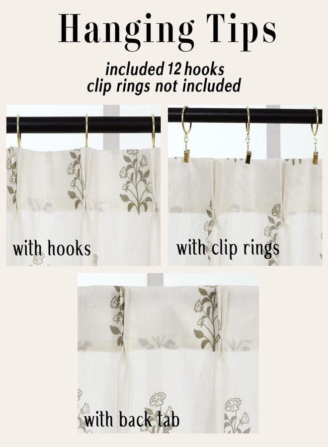 Lino Rosa Cafe Curtains for Kitchen, Pleated Pleated Small Window Curtains Over Sink, Modern Farmhouse Neutral Linen Transparent Taupe Floral Block Print 24 Inch Long Half Curtain for Windows - Image 4