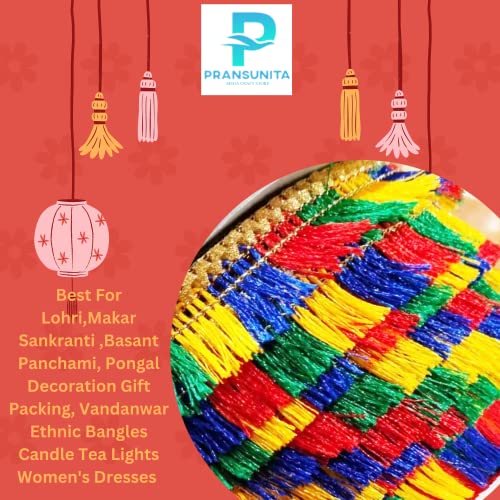 PRANSUNITA Multicolor Fancy Lace– 18 MTS – for Lohri,Makar Sankranti,Basant Panchami, Pongal Decoration Gift Packing, Vandanwar Women's Dresses – Size 2 cm - Image 2