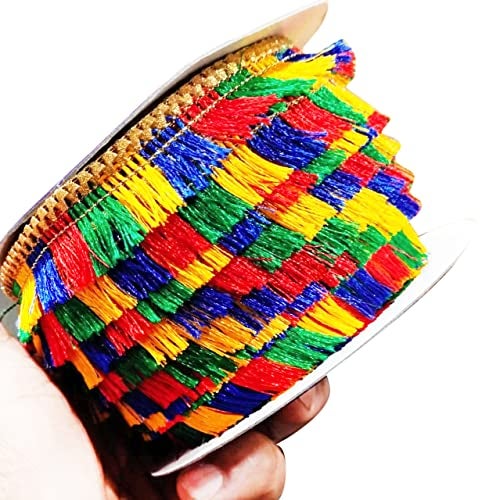 PRANSUNITA Multicolor Fancy Lace– 18 MTS – for Lohri,Makar Sankranti,Basant Panchami, Pongal Decoration Gift Packing, Vandanwar Women's Dresses – Size 2 cm - Image 1