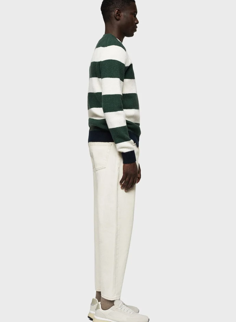 Mango Man Striped Knitted Sweater