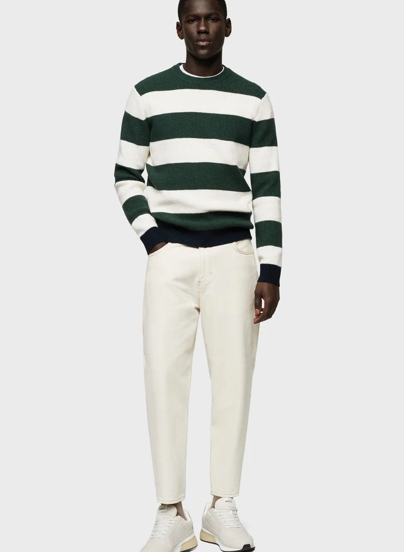 Mango Man Striped Knitted Sweater
