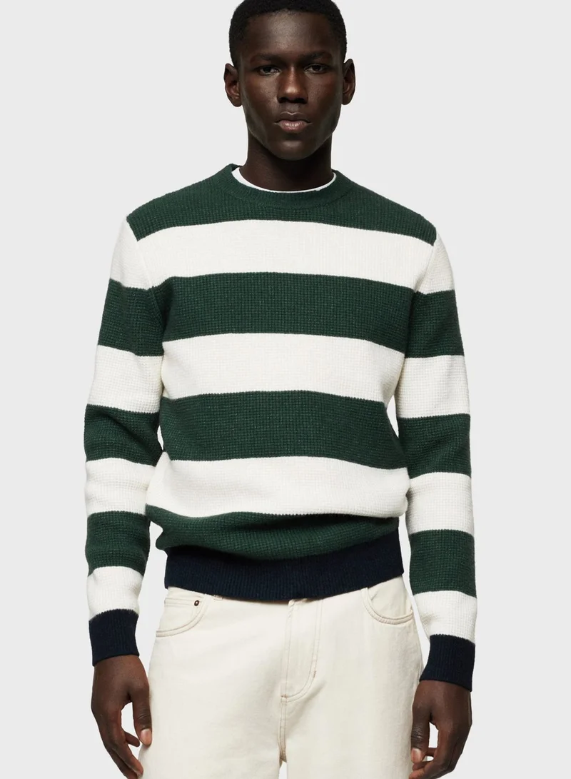 Mango Man Striped Knitted Sweater