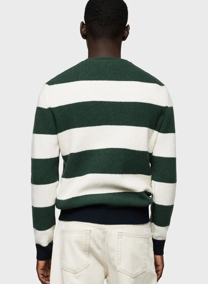 Mango Man Striped Knitted Sweater