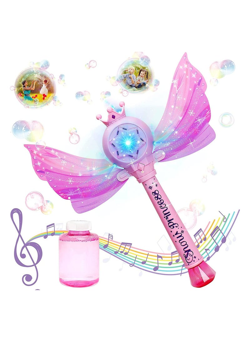 Excefore Bubble Machine for Kids Princess Bubble Wands with Detachable Wings 1000+ Bubbles/Minute Light Up Musical Bubbles Blow Maker Outdoor Princess Wand Automatic  Fairy Bubble Wand - Image 1