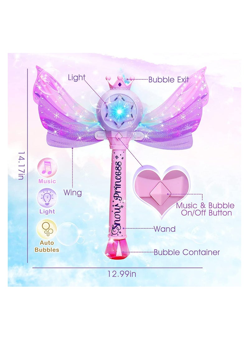 Excefore Bubble Machine for Kids Princess Bubble Wands with Detachable Wings 1000+ Bubbles/Minute Light Up Musical Bubbles Blow Maker Outdoor Princess Wand Automatic  Fairy Bubble Wand - Image 4