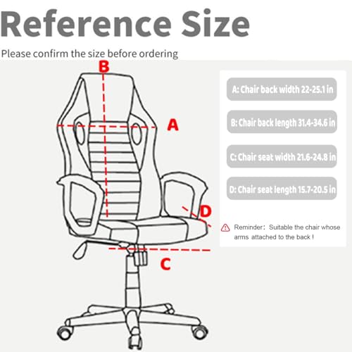 Deisy Dee NO Chair, ONLY Gaming Chair Covers,Gaming Slipcovers Stretchy Polyester Covers for Reclining Racing Gaming Chair - Image 4
