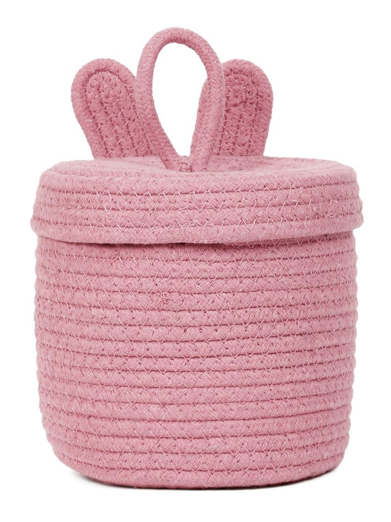 Juteify Cartoon Design Cotton Multi Purpose Organiser with Lid for Bathroom Living Room & Kitchen Organiser Box Vanity Box First aid Box (Pink)  - Image 5