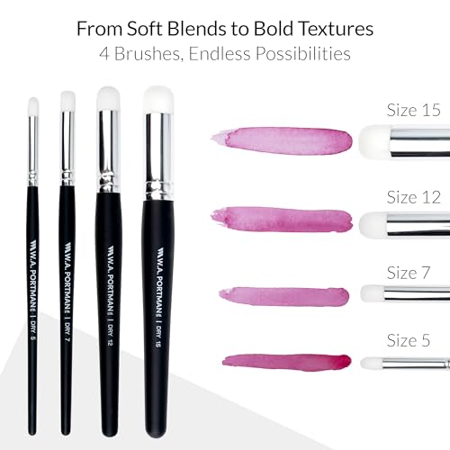 W.A. Portman WA Portman Blending Brush Set – 4 Soft Synthetic Acrylic Blending Brushes for Dry Brush Miniature Painting – Durable & Ideal for Smooth Transitions in Pastels, Charcoal, Watercolor, Ink & Acrylics - Image 2