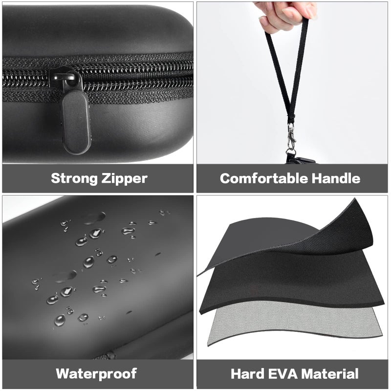 GWCASE Portable 2 in 1 Contact Lens Case and Glasses Case, Traveling Contact Cases Bag Box Holder with Soak Storage Kit Included Built-in Mirror, Tweezer, Contact Lens Solution Bottle and Hand Strap-Black - Image 3