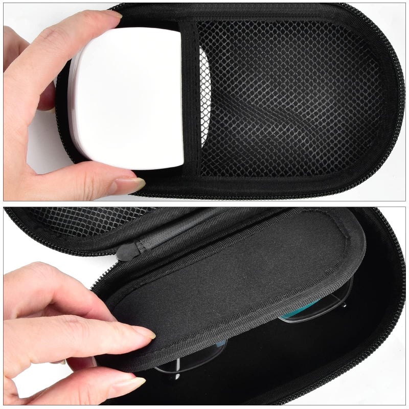 GWCASE Portable 2 in 1 Contact Lens Case and Glasses Case, Traveling Contact Cases Bag Box Holder with Soak Storage Kit Included Built-in Mirror, Tweezer, Contact Lens Solution Bottle and Hand Strap-Black - Image 4
