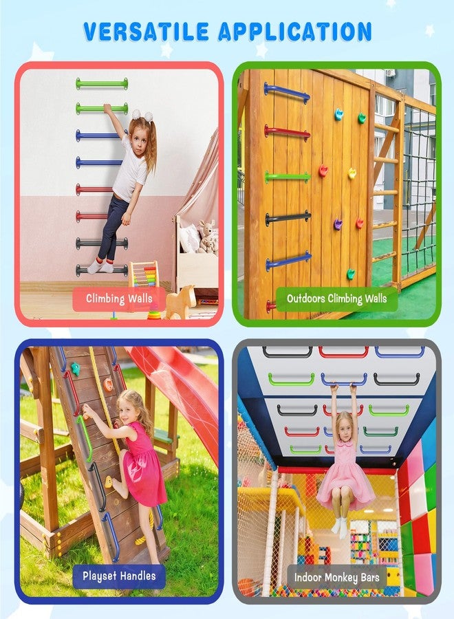 Dolibest 4 Pack 17 Inch Playground Handles, Metal Monkey Bars Indoor & Outdoor, Heavy Duty Ceiling Grab Bars & Wider Base for Climbing Frames, Treehouses, Wall Ladders & Bunk Beds -4 Color - Image 5