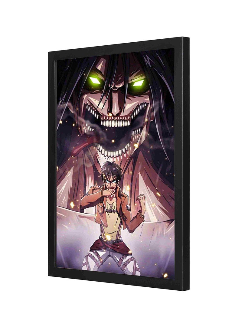 LOWHA Wooden Frame Attack On Titan Eren Wall Art Multicolour - Image 1