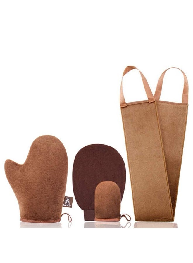 G GAIYAH Gaiyah Self Tanning Mitt Applicator Kit, With Back Lotion Applicators For Your Back, Exfoliator Glove And Finger Face Mitt 