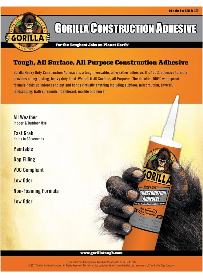 Gorilla - Construction Adhesive White 74Ml - Image 1