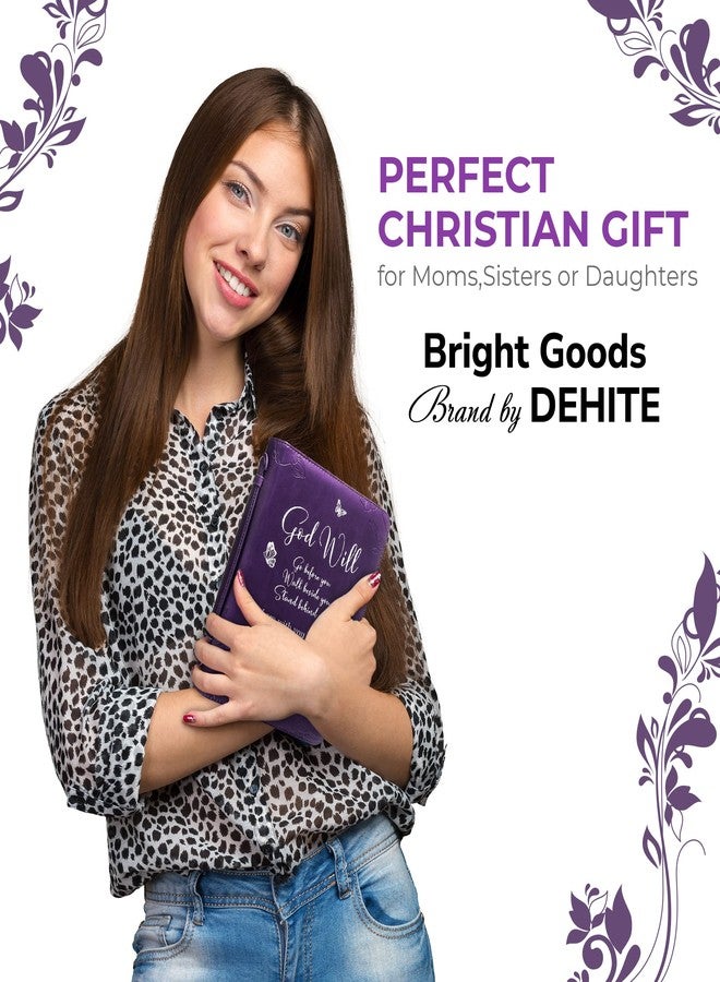 DEHITE Bible Cases for Woman - Leather Bible Covers for Women - Carrying Bag for Woman - Pen Slots - Zippered Pocket - Premium Faux Leather Holder - Christian Floral Accessories - Large Size - Image 3
