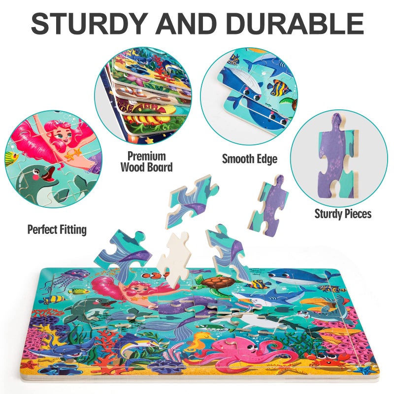 OSBOO Wooden Puzzles for Kids Ages 4-6-8, 48 Piece Jigsaw Puzzles for Kids 3 4 5 6 7 8 Year Old, Toddler Children Preschool Puzzles Educational Toys for Boys and Girls - Image 4