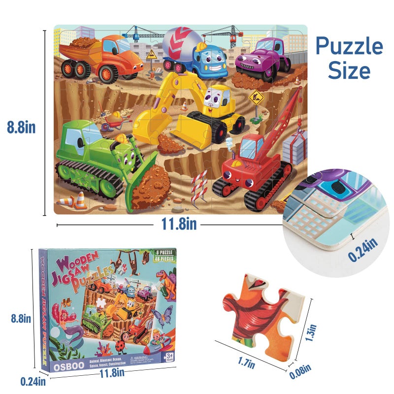 OSBOO Wooden Puzzles for Kids Ages 4-6-8, 48 Piece Jigsaw Puzzles for Kids 3 4 5 6 7 8 Year Old, Toddler Children Preschool Puzzles Educational Toys for Boys and Girls - Image 5
