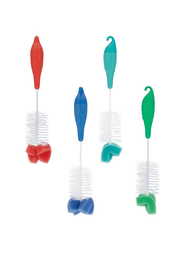 Nuby 2-Pack Bottle and Nipple Brush with Sponge Tip, Colors May Vary - Image 1
