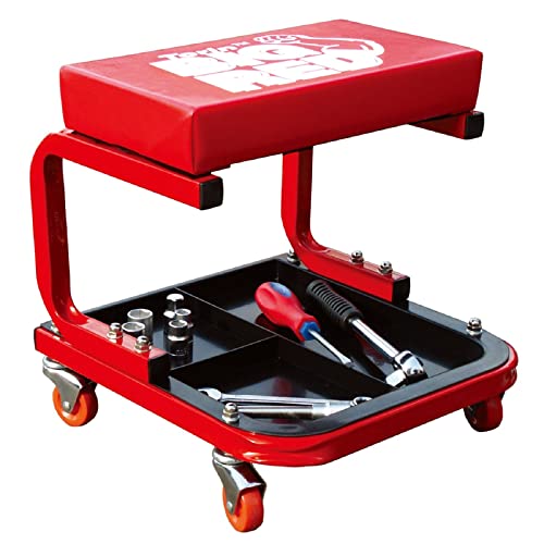 BIG RED Torin TR6300 Red Rolling Creeper Garage/Shop Seat: Padded Mechanic Stool with Tool Tray Large - Image 1