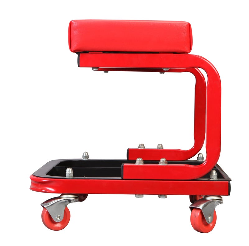 BIG RED Torin TR6300 Red Rolling Creeper Garage/Shop Seat: Padded Mechanic Stool with Tool Tray Large - Image 2