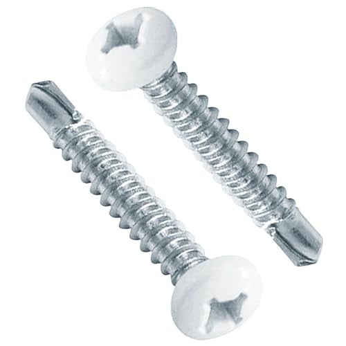 AFZZ RV Screws White Pan Head Screw 8 X 1 for RV Interior and Exterior Quad Drive Twin Fast Thread Fasteners Enclosed Trailer SelfTapping Sheet Metal Screws 100 Pcs - Image 1