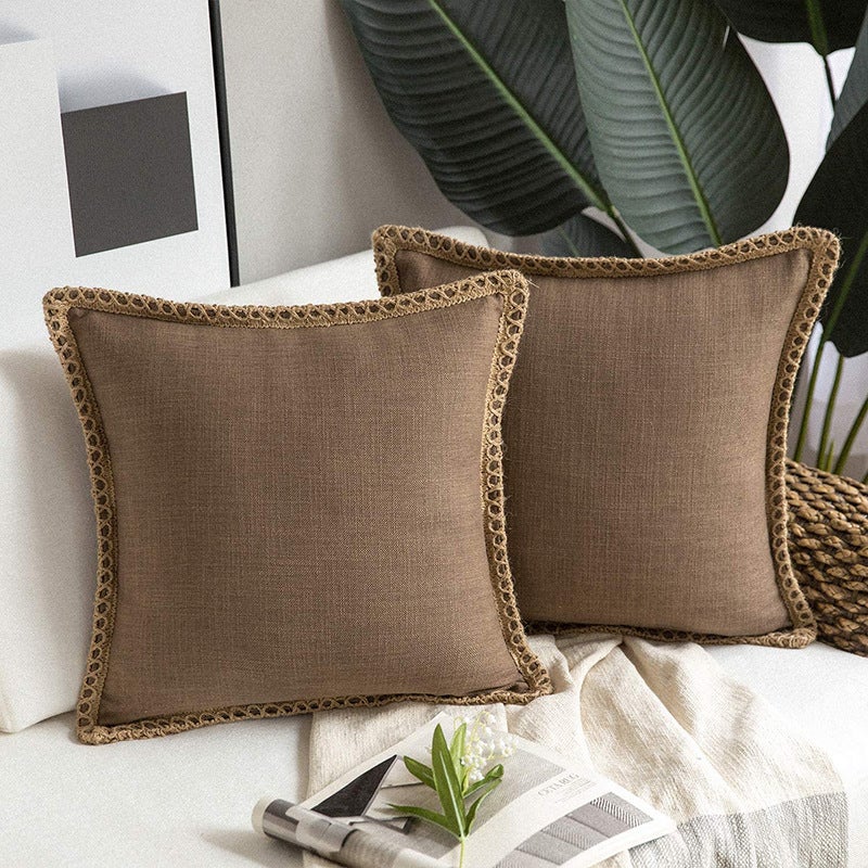 Solid Color Simple Comfortable Linen Edge Sofa Pillowcase Linen Cloth Ruffled Nordic Light Luxury Pillow Cushion Cover - Image 4