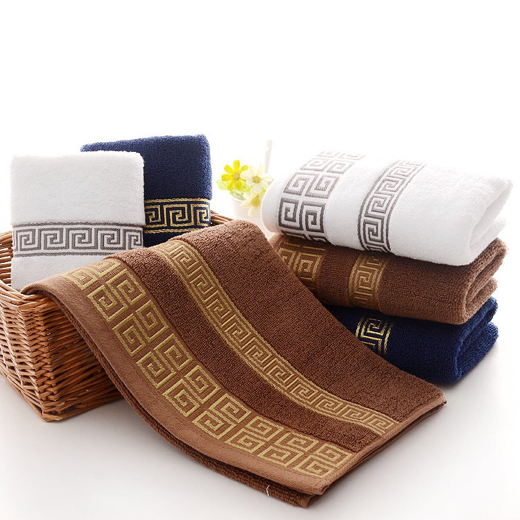 general Men's Cotton Face Towel Dark Blue Jacquard Pattern Soft Absorbent Bath Towel for Home and Travel - Image 3