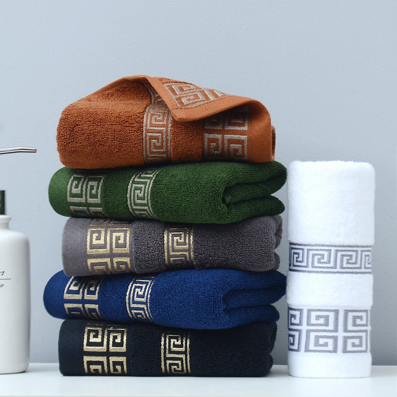 general Men's Cotton Face Towel Dark Blue Jacquard Pattern Soft Absorbent Bath Towel for Home and Travel - Image 4