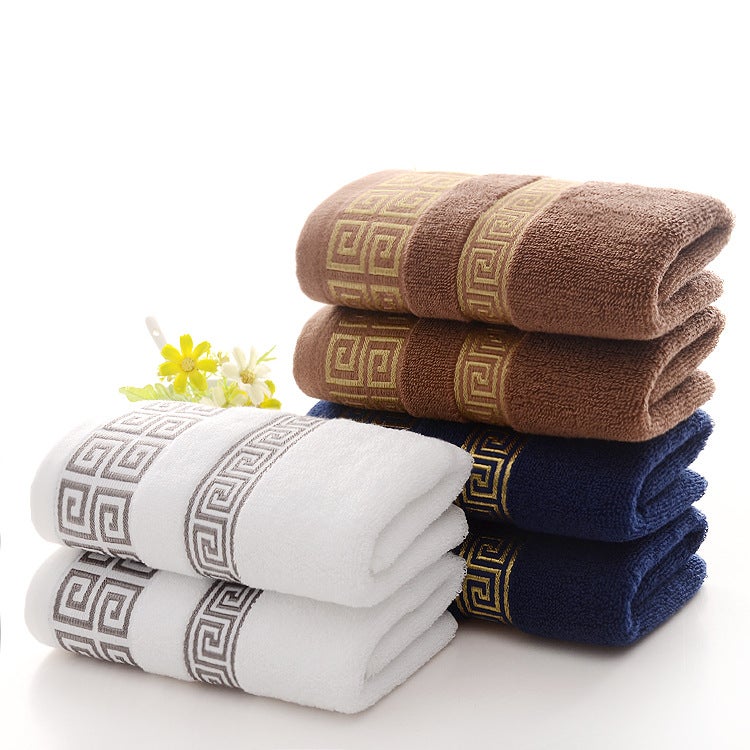 general Men's Cotton Face Towel Dark Blue Jacquard Pattern Soft Absorbent Bath Towel for Home and Travel - Image 2
