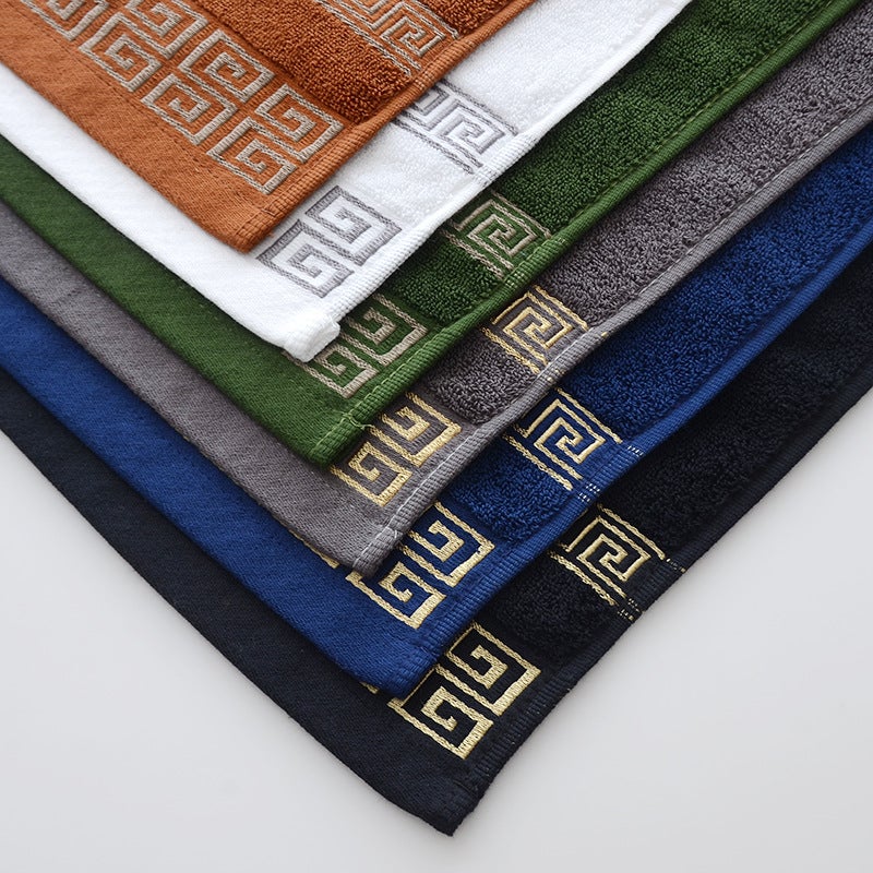 general Men's Cotton Face Towel Dark Blue Jacquard Pattern Soft Absorbent Bath Towel for Home and Travel - Image 5