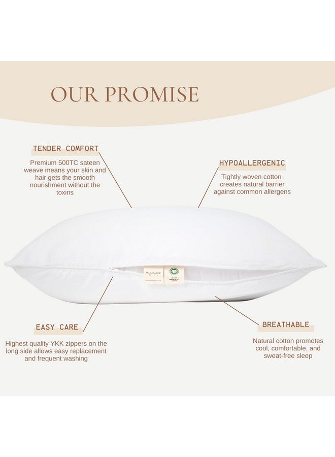 Makemake Organics Organic Cotton Toddler Pillowcase (Set of 2) GOTS Certified Organic Cotton Pillow Cases Zippered (14x19, Bright White) - Image 2