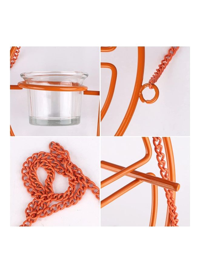 NIBEMINENT Hanging Bird Feeder with Water Glass Orange/Clear - Image 2